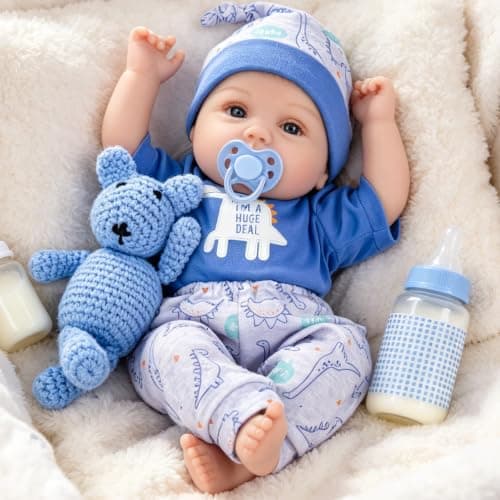 Milidool Lifelike Reborn Baby Dolls Boy - 18-Inch Baby Soft Body Realistic-Newborn Baby Dolls Cloth Body Real Life Baby Dolls with Toy Accessories for Kids Age 3 4 5 6 7 + - Image 1