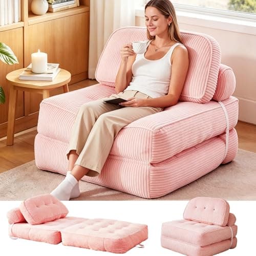 NESLAKO Futon Sofa Bed Chair - Convertible Sleeper Bed for Small Space, No Assembly Required, Space-Saving, Breathable & Sweat-Wicking for Post-Workout Recovery, Yoga Stretch, Lounging, Gaming, Naps - Image 1