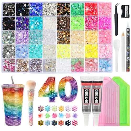 33000Pcs Jelly Rhinestones Bedazzling Kit, 32 Colors 3mm Resin Flatback Gems & 8 Cute Decorations, Bedazzler Kit with Jewelry Glue & Tools, Bedazzling for Diamond Art Crafting Book Nail Makeup - Image 1
