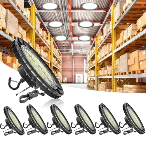 UFO LED High Bay Light 200W 6Pack, Upgrade 32,000LM(160lm/w), ETL Listed High Bay LED Shop Light for Warehouse Workshop Garage Gym Flicker-Free, 0-10V Dimmable Plug and Play with Power Cord - Image 1