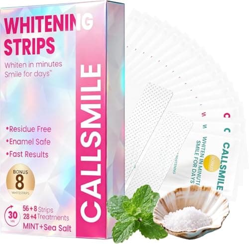 CALLSMILE Whitening Strips for Teeth Sensitive: 64 Strips Gentle Teeth Whitening Strips Enamel Safe Non-Slip Dry Strip Technology Residue Free Daily Oral Care, Mint - Image 1