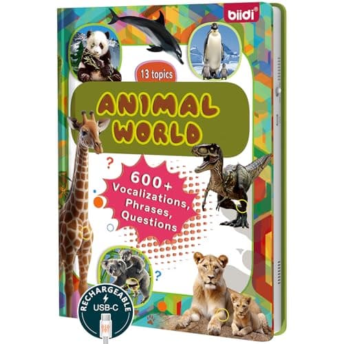 English Interactive Sound Book for Toddler3-5,Talking Activity Book,Educational Learning Toys for Boys Girls, Birthday Gifts for Kid Age 3 4 5 6 Year Old,Sensory Autism Toys,171 Animal,600+Sounds