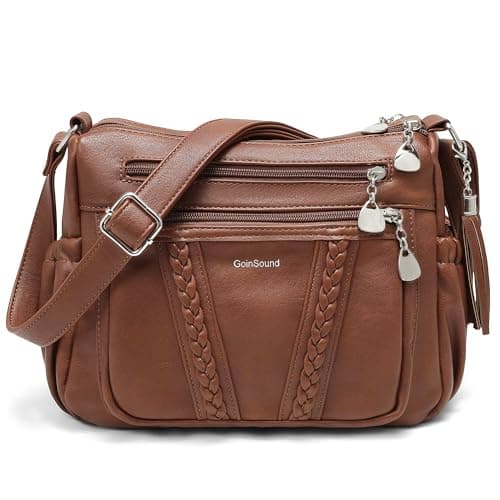 Goinsound Women's Crossbody Bag Soft PU Leather Multi-Pocket Shoulder Bag with Braid & Tassel Detail - Image 1