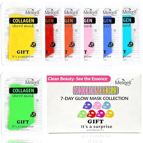 Meleell 7-Color Collagen Face Masks Skincare Set,Gentle for Sensitive Skin, Deep Hydrating Spa Facial Mask for Dry Skin, Bridesmaid & Birthday Gifts for Women, Teens, Kids-— Self-Care & Party Favors - Image 1