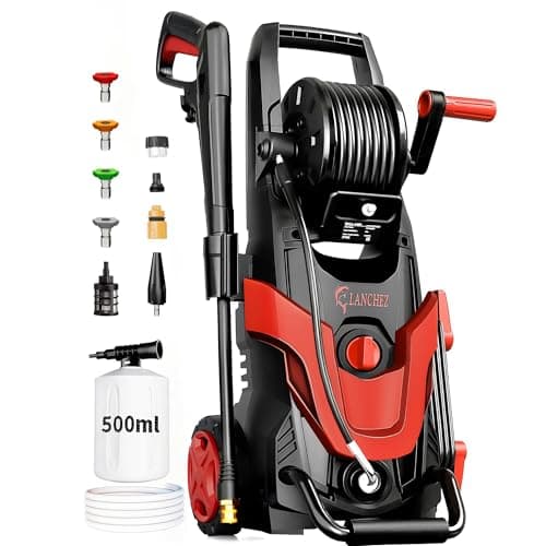 2026Upgraded Pressure Washer 4800PSI w/4 Quick Connect Nozzles, Inlet Hose & Filter&500ML Soap Tank, High Cleaning Machine for Cars/Fences/Driveways/Patios/Home Cleaning,Red - Image 1