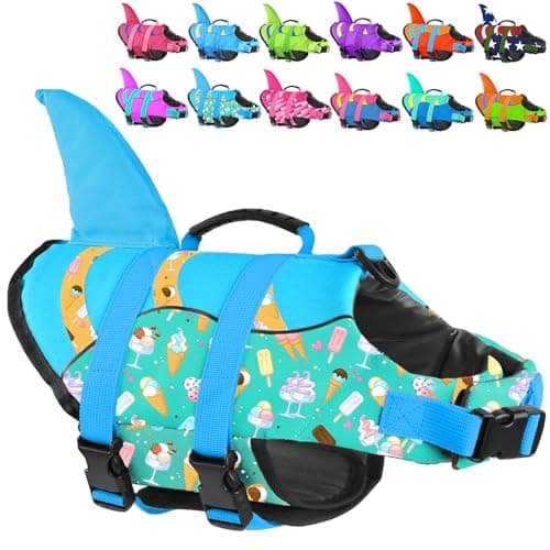 Fragralley Shark Fin Dog Life Jacket High Buoyancy, Adjustable Dog Life Vest with Quick Release Buckles & Rescue Handle for Swimming Boating, Small Medium Large Dogs - Image 1