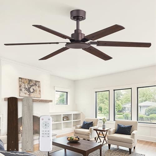 Fanbulous Ceiling Fan No Light, 48 Inch Indoor/Outdoor 6 Blades Ceiling Fan with Remote, 6-Speeds, Quiet Reversible DC Motor, Fans Without Light for Tilted Ceiling/Bedroom/Living Room/Patios - Image 1