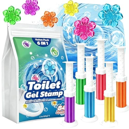 Gihen 84 Flowers Toilet Cleaner Gel Stamps- (6 in 1) Air Freshener, Effective Deodorizer, Long Lasting Fragrance for Bathroom, Toilet Bowl - Image 1
