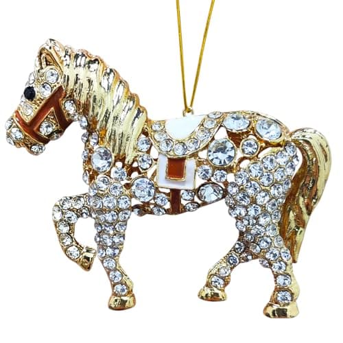 Horse Christmas Ornament 2026, Horse Ornaments for Christmas Tree, Metal Horse Ornament with Rhinestones, Horse Gifts for Women, Girls Horse Gifts for Horse Lovers - Image 1