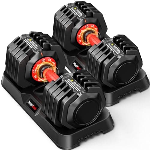 Mouldbody Adjustable Dumbbell Set Pair 50 lb, Adjustable Dumbbells 10-in-1 Free Weight Set, 1-Second Dial Weight Adjustment,Space-Saving Design with Storage Base, Home Gym Strength Training Equipment - Image 1