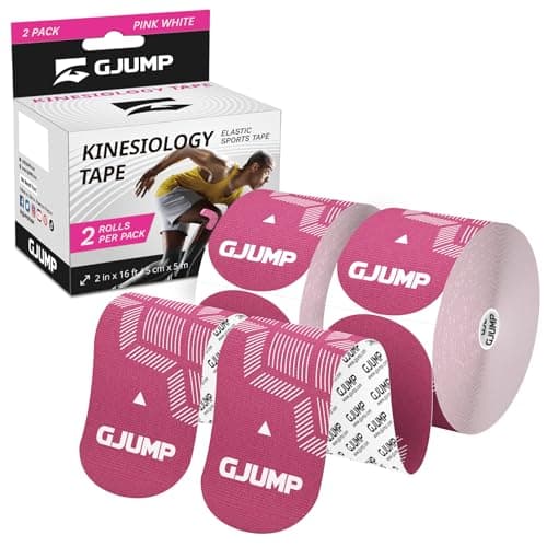 GJUMP Kinesiology Tape, 40 Count Precut Strips 2 Rolls, Original Cotton Elastic Athletic Tape for Muscle Strain Relief & Joint Support, Waterproof & Breathable Sports Tape - Image 1