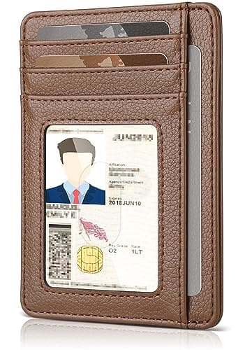 Teskyer Slim Wallet for Men, Minimalist Front Pocket RFID Blocking Leather Wallet Credit Card Holder for Men & Women - Image 1