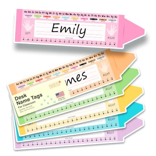 Hadley Designs Desk Name Tags for Classroom –36 Student Name Tags for Desks, 14.5x4 Name Plates for Classroom Decor, Teacher Supplies Crayon Nametags, 1st-3rd Grade Kindergarten Preschool Must Haves - Image 1