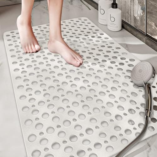 Tiamo Large Non Slip Shower/Bath Mat for Inside Shower, 35.4x23.6 Inch Anti-Slip Shower Stall Mat for Elderly,Extra Long Bathtub Mat for Shower with Big Suction Cups - Image 1
