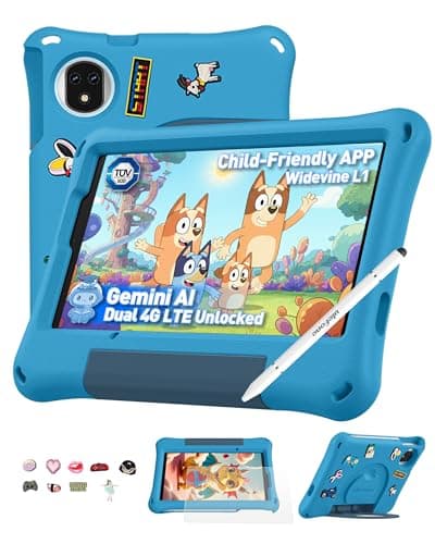 Ulefone Tab A9 Pro Kids Tablet, Advanced Parental Control & Gemini AI Learning, Android 15, 8.68" TÜV SÜD Eye Comfort Display, 5G WiFi/Dual SIM, Shockproof Case with Stylus & DIY Kit (Blue)