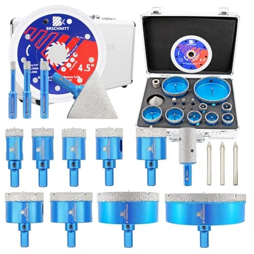 BRSCHNITT Diamond Tile Hole Saw Kit with Pilot Bit - (6-100mm) Dry Diamond Core Drill Bit Triangle Shank&Tile Blade for Porcelain Tile Ceramic Stone Granite Marble - Image 1