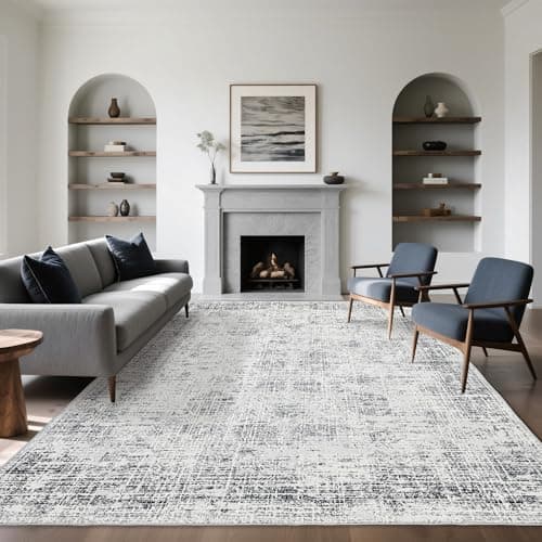 Ruicharm Washable 8x10 Area Rug: Modern Large Rugs for Living Room Dining Room Bedroom Office Indoor - Non-Slip Carpet Home Decor - 8x10 Light Grey - Image 1