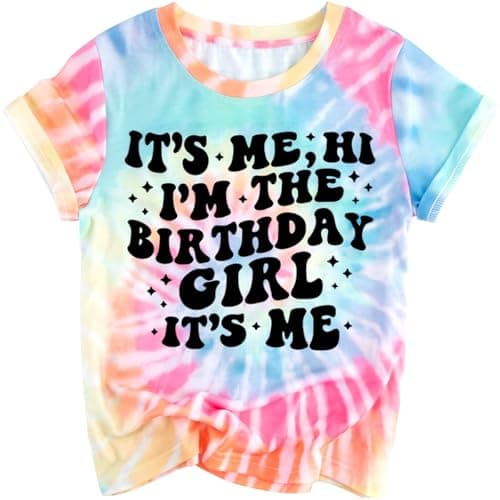 KALYRE 5th Birthday Shirt Girl 6th Hi Its Me Im The Birthday Girls T-Shirts 5 6 Year Old Toddler Kids Summer Crewneck Tees Outfit Colorful Tie Dye - Image 1