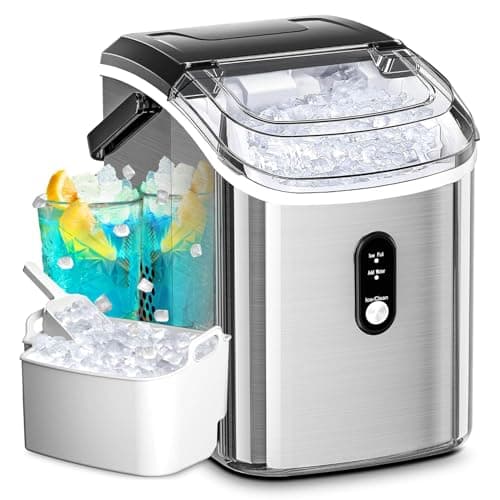 Antarctic Star Nugget Ice Maker Countertop with Handle, Stainless Steel, 35Lbs/24Hrs,7 Mins Ice Making, Pellet Ice Maker with Ice Basket/Ice Scoop for Home/Bar/Party/Office - Image 1