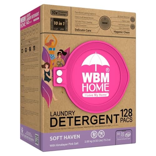 WBM Home Laundry Pods, Total 128 Count | Specially Designed for Undergarments With Soft Heaven Fragrance | Laundry Detergent Pods Formulated With Plant-Based Formula and Gentle Stain Remover - Image 1