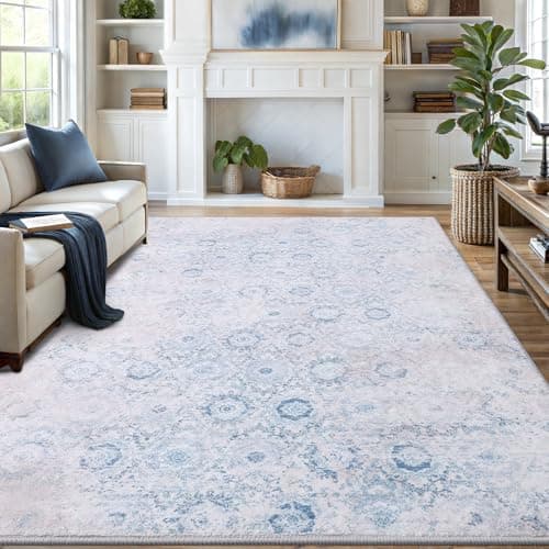 Vanmoos 8x10 Area Rugs for Living Room, Bedroom - Machine Washable, Non-Slip Bedside Rug, Large Soft Floor Carpet for Office, Dining Room, Farmhouse and Home Decor, Nordic Serenity/Blue - Image 1