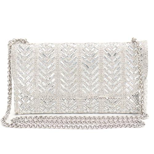 LUKLUKTAISUN 2026 Rhinestones Clutch Purses for Women 3d Evening Bags PU Leather Handbag for Cocktail Prom Party Wedding(Silver) - Image 1