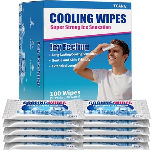 Cooling Face Body Wipes - 10 Packs of 10 (100 Wipes) - Disposable Individually Wrapped No-Rinse Cooling Towels, Extra-Thick Oversized Body Cleansing Wipes for Sports, Travel, Camping in Hot Weather - Image 1