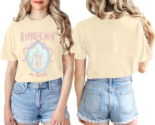 Magical Shirt for Women Happiest Mama Graphic Tees Funny Mom Gifts Family Holiday Vacation Tops - Image 1