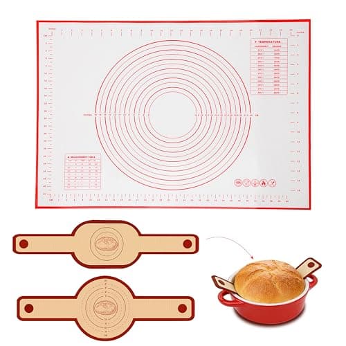 Silicone Baking Mat 3-Piece Set:1Pcs 27x19 inch Non-Slip Pastry Rolling Mat with Measurements &2Pcs Silicone Bread Sling for Sourdough Tools | Non-Stick, Dishwasher Safe, Reusable Baking Accessories - Image 1