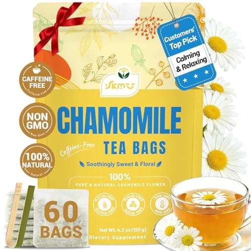 SKMTT Chamomile Tea Bags, 60 Count (2g/bag) - Premium Chamomile Flower Herbal Tea for Relaxation, Caffeine Free & Non-GMO, No Additives - Image 1