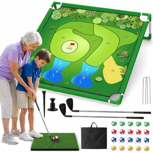 Wazoci Kids Golf Chipping Game Set for Boys, Girls and Adults, Indoor Outdoor Mini Golf with Balls, Club, Backyard Party Birthday Gifts (67 Golf Chipping Game) - Image 1