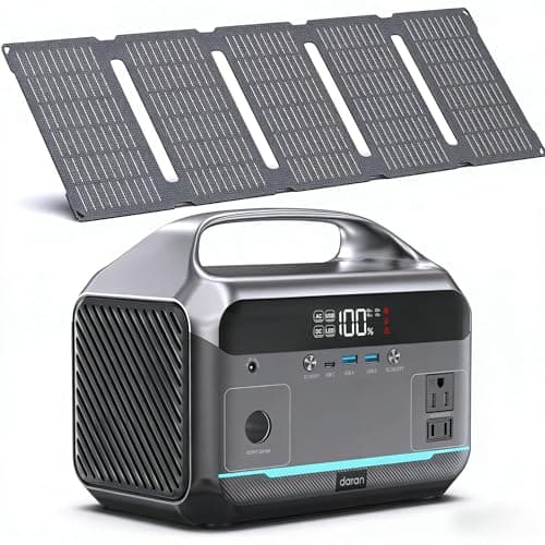 DARAN Portable Power Station with 60W Solar Panel Included, 288Wh LiFePO4 Battery, 350W (600W Peak), 7-Port Design, 2.1Hrs Fast Charing Solar Generators for Home, Outdoor Camping - Image 1