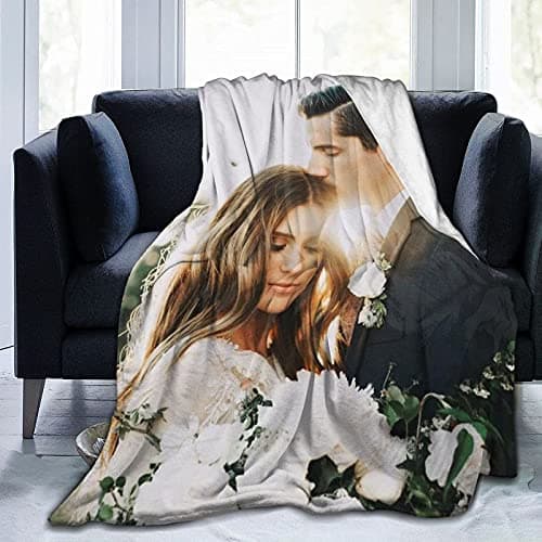 QETXVI Custom Blanket with Photos Text Customized Blanket Personalized Flannel Throw Blankets for Adult Kid Birthday Christmas Halloween Fathers Mothers Valentines Gift - 40"x 50" - Image 1
