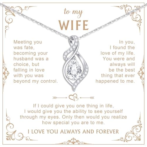 925 Sterling Silver Necklace Jewelry for Women- Exquisite Zircon Trendy Dainty Adjustable Chain Forever Love Pendant Necklace Heart Round Teardrop Birthday Anniversary Valentines Day Gift for Wife (Teardrop shape) - Image 1