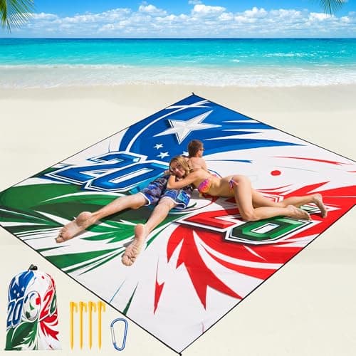 WIWIGO Beach Blanket Waterproof Sandproof Beach Mat 79" X 83" /10'x9'for 2-8 Adults Quick Drying Outdoor Picnic Mat Beach Accessories for Travel, Camping, Hiking - Image 1