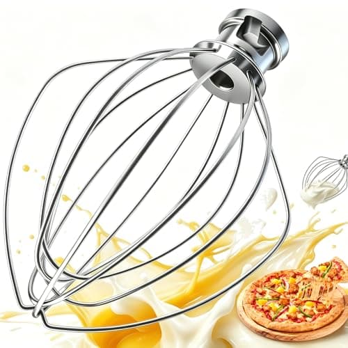 6-Wire Stainless Steel Whip Attachment for KitchenAid 4.5-5 Qt Tilt-Head Stand Mixer, Dishwasher Safe Heavy Duty Whisk Replacement for K45WW Accessory, for Whisking Eggs, Cream & Frosting Accessories - Image 1