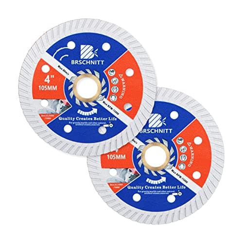 BRSCHNITT Diamond Blade for Concrete Masonry,2pcs 4 Inch (105mm) with Arbor 7/8"-5/8" Dry/Wet Continuous Rim Diamond Cutting Disc for Granite Marble Stone Hard Concrete Reinforced Concrete - Image 1