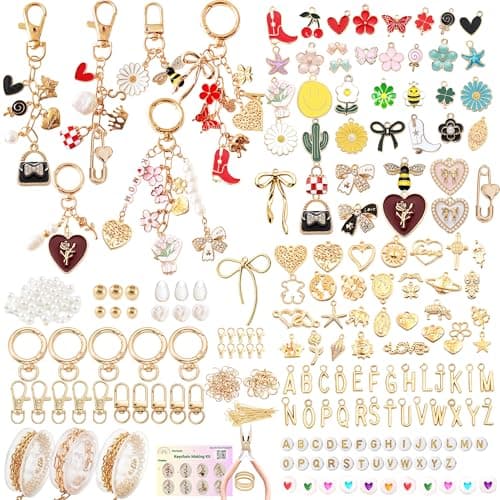545Pcs Lip Gloss Keychain Making Kit, Jewelry Making Kit with Charms,Beads, Key Chain Hooks, Chains,Lobster Clasps & Tools, DIY Craft Supplies for Custom Keychains, Gift, Party, or Family Activ - Image 1
