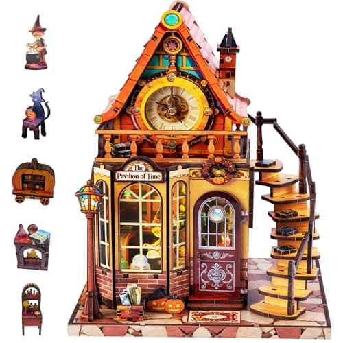 DIY Miniature House kit,Book Nook Kit for Adults 3D Puzzle with LED, Magic House Dollhouse Kit for Adults & Teens, Creative Mini Building Kit for Bookshelf Decor, Gifts for Family Friends