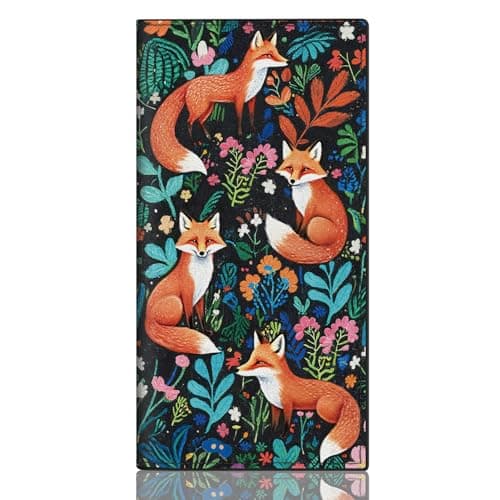 CASMONAL Fox Floral Checkbook Covers for Personal Checkbook, PU Leather Check Book Covers for Women & Men – Fashionable Print Design