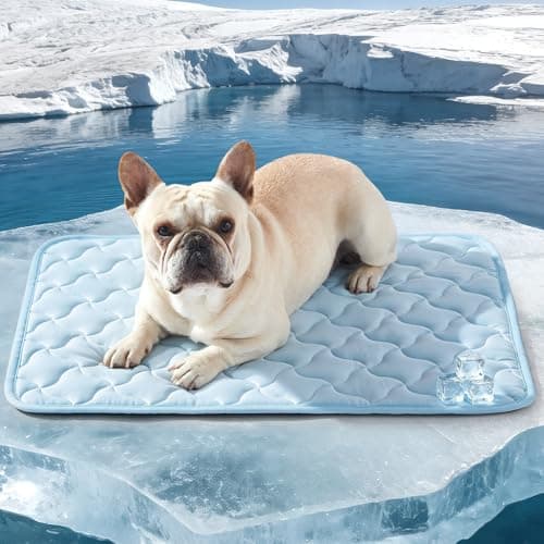 GASUR Cooling Mat for Dogs, Q-Max>0.5 Instant Temp Drop Dog Cooling Mats for Medium Dogs&Cats, Cooling Pad for Dog - Indoor Outdoor Travel Use, Snag Resistant,Machine Washable&Anti-Slip, 28"X22" Blue