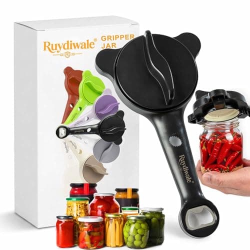 Ruydiwale 4-in-1 Jar Opener, Adjustable Jar Opener for Seniors, Kitchen Tool Designed Specifically for Seniors and Those with Limited Physical Strength, Suitable for Beer, Salad Dressing, Jar (Black) - Image 1