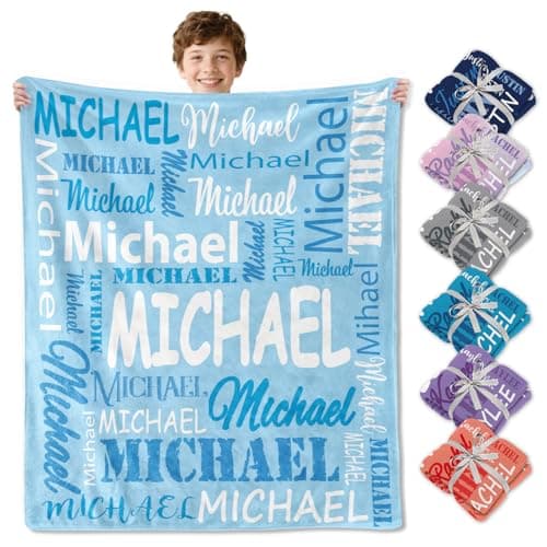 Corissy Ships Next Day, Personalized Blankets and Throws Custom Blanket with Name Customized Flannel Blanket for Kids Christmas Blanket Gifts for Teen Girls Boys