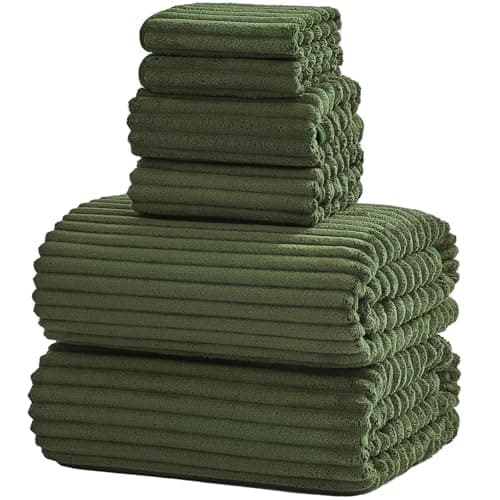 NALIVO 6-Piece Bath Towel Set(30"x60"), 2 Large Bath Towel Sheets, 2 Hand Towels and 2 Washcloths - Highly Absorbent Quick Dry Microfiber,Ultra Soft Towel Set for Bathroom (Olive Green) - Image 1