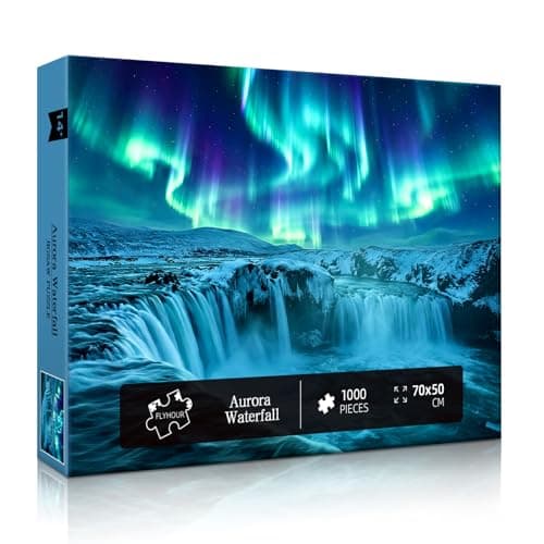 Aurora Waterfall Puzzles for Adults 1000 Pieces, Impossible Hard Challenging Jigsaw Puzzles,Northern Lights Cascade Nature Art, Scenic Landscape Puzzles,Gifts for Nature Lovers - Image 1