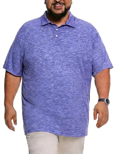 uideazone Men's Big and Tall Performance Polo Shirt - Moisture Wicking Dry Fit Golf Shirts, Wrinkle-Free Business Casual Short Sleeve Top for Men,Blue, XL - Image 1