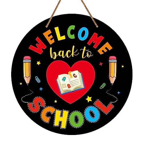 WaaHome Welcome Sign for Classroom Door Decorations 11.3" Welcome Back to School Teacher Door Sign Hanger for Classroom Decor Preschool Elementary Teacher Supplies Essentials Must Haves - Image 1