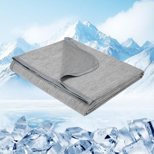 Danctec Cooling Blanket for Hot Sleepers, Cool Throw for Hot Flashes or Night Sweats, Q-Max>0.45 Cool Fiber for Home Bed Camping Travel, Lightweight, Soft, Double or Queen Size, 79x86 inch, Grey - Image 1