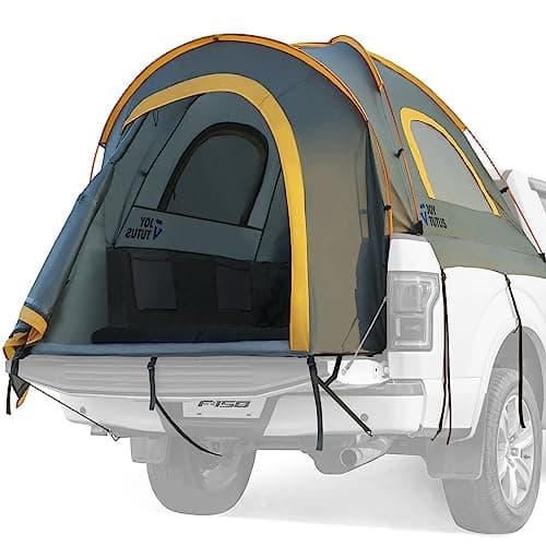 JOYTUTUS Pickup Truck Tent 5ft 2.0, Waterproof PU2000mm Double Layer for 2 Person, Portable Truck Bed Tent with Rainfly - Orange, Aluminum Pole - Image 1