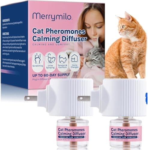 MerryMilo Cat Calming Pheromones Diffuser: 2 Classic Cats Plug-in Refill Diffusers for Relaxation & Comfort - Reduce Stress Barking & Scratching - Indoor 60 Days Supply - Image 1
